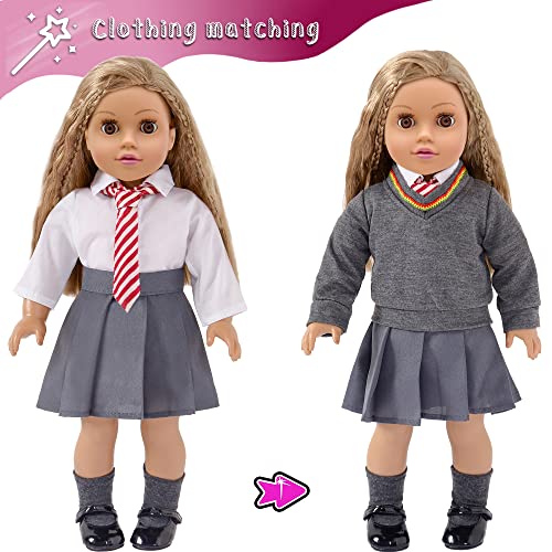 ebuddy 18 inch Dolls Magic School Uniform Inspired Costume Doll Clothes Accessories Set Include Outfit Shoes for Girls Gift (No Doll) - Image 3