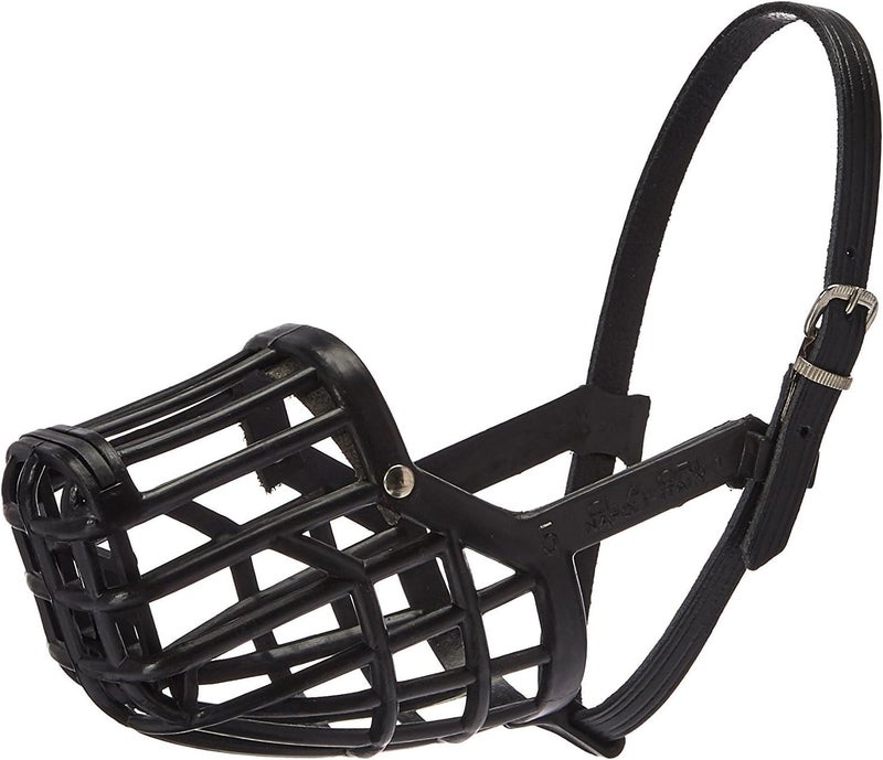 OmniPet Leather Brothers Italian Basket Dog Muzzle, Black, Size 7 - Image 1
