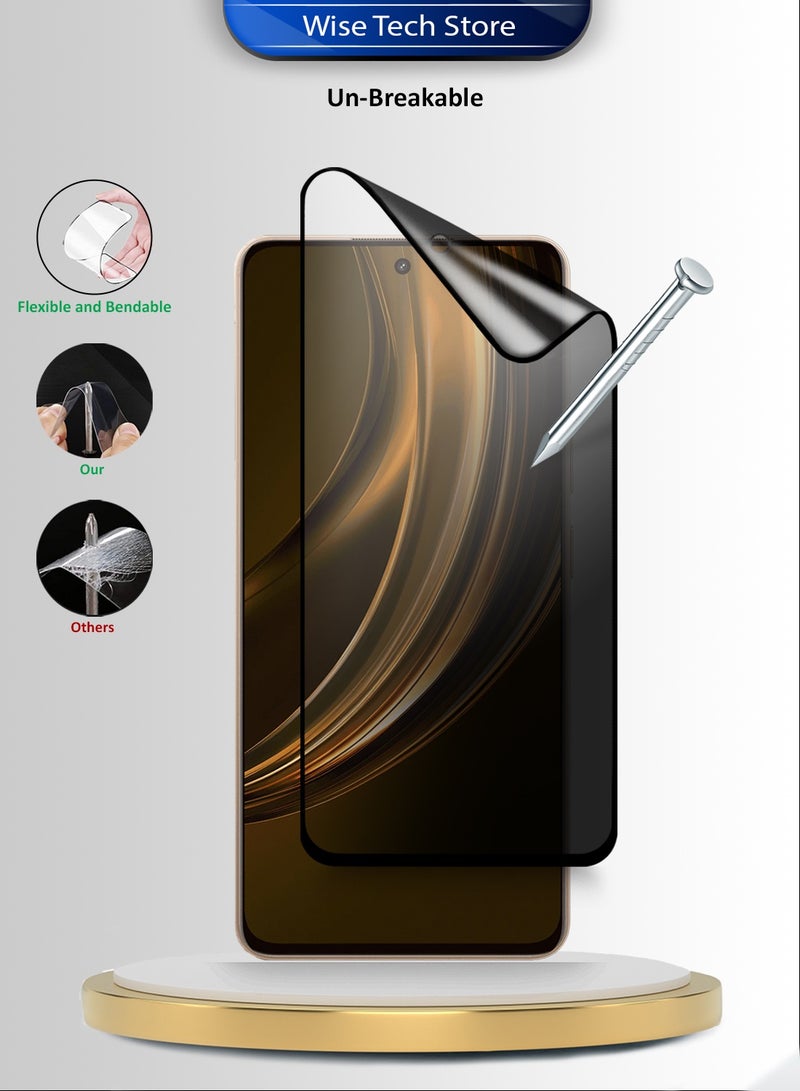 دبليو تيك ريلمي 15 لايت 5G 2025 حماية شاشة بكامل الغراء من السيراميك النانوي الفاخر للحفاظ على الخصوصية - تغطية كاملة - مات مرن (MSCNMP) - شفاف/أسود - Image 3