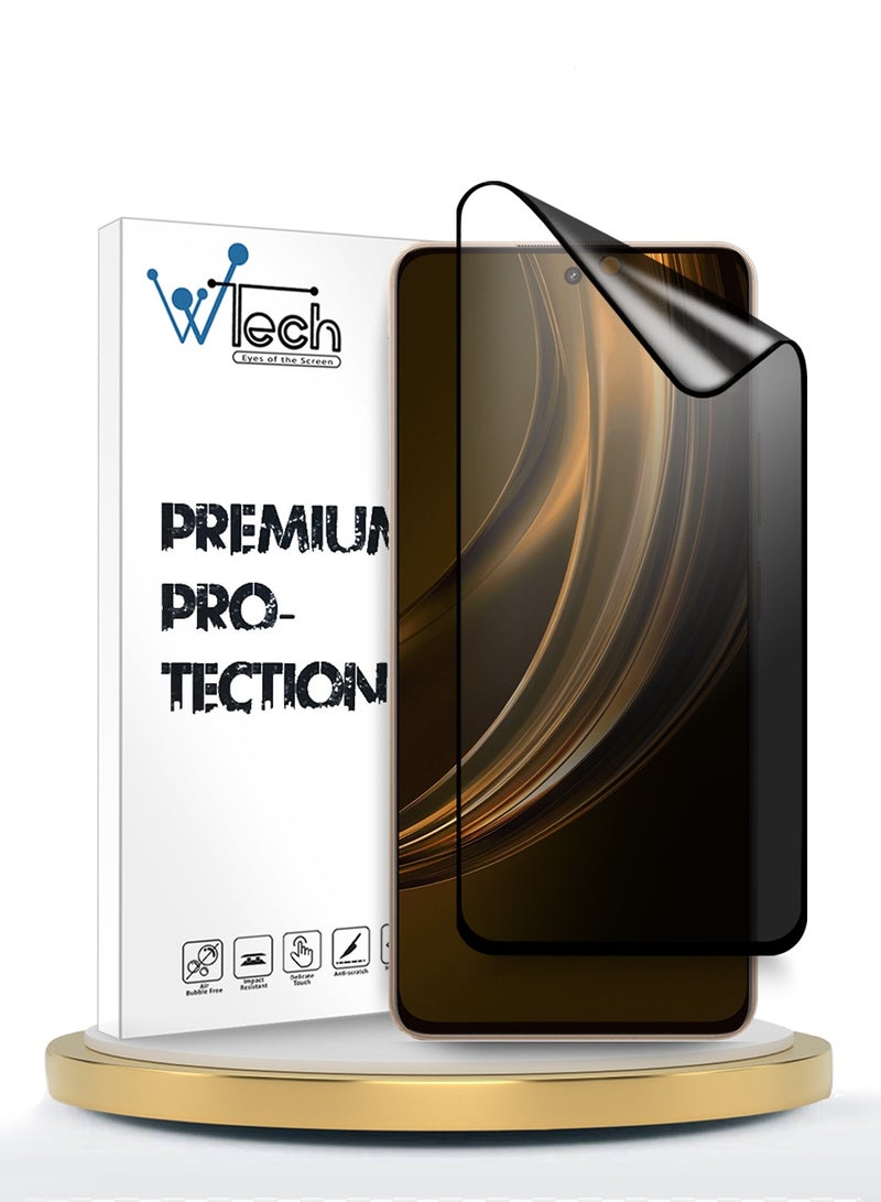 دبليو تيك ريلمي 15 لايت 5G 2025 حماية شاشة بكامل الغراء من السيراميك النانوي الفاخر للحفاظ على الخصوصية - تغطية كاملة - مات مرن (MSCNMP) - شفاف/أسود - Image 1