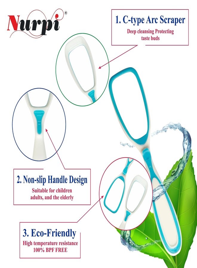 Nurpi plastic single handle Tongue Cleaner for Fights Bad Breath Oral Health Care Tool, Easy to Use for Adults and KidsTravel Friendly (pack of 5) - Image 2