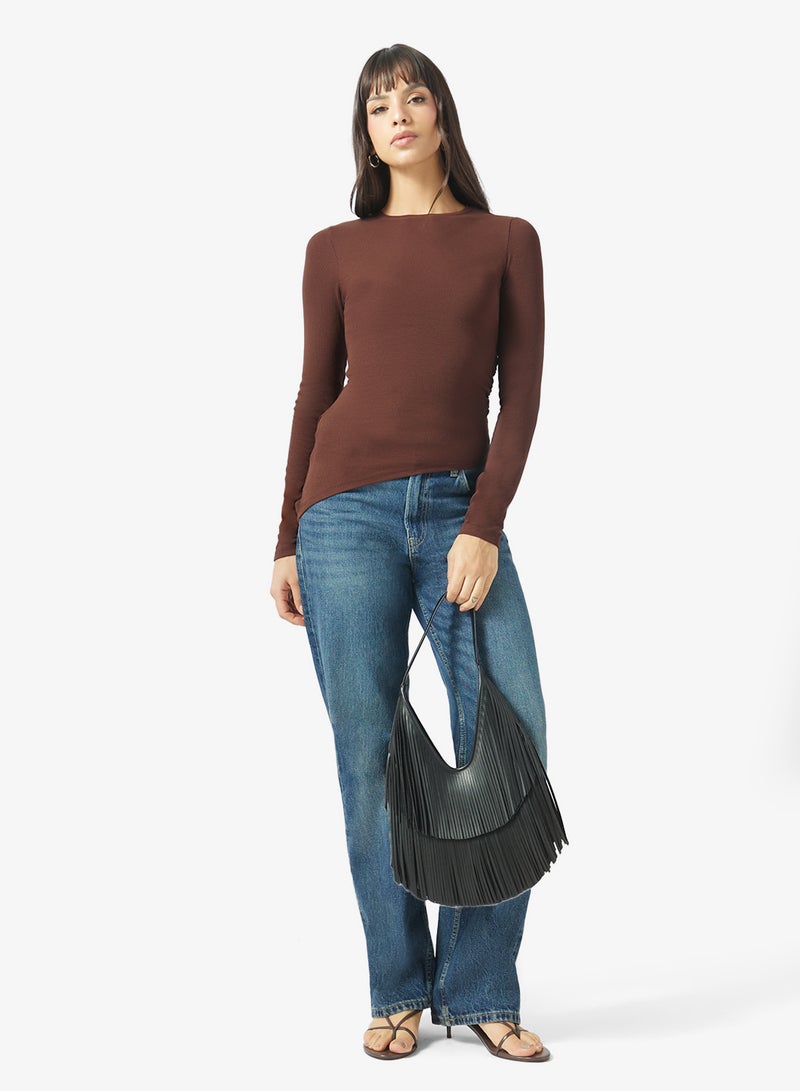TOPSHOP Premium Rib Ruched Top - Image 4