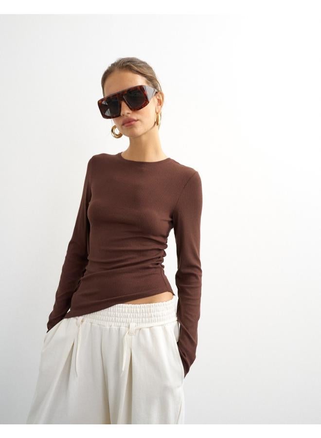 TOPSHOP Premium Rib Ruched Top - Image 1