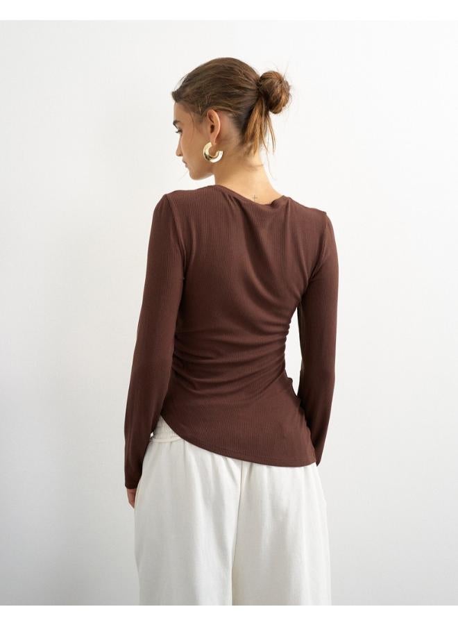 TOPSHOP Premium Rib Ruched Top - Image 2