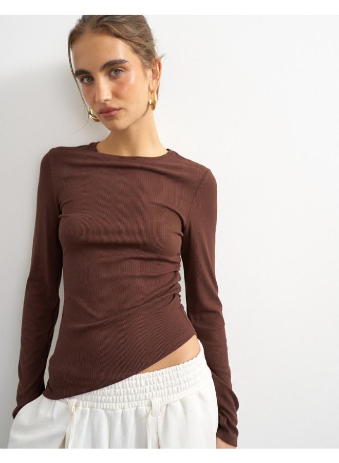 TOPSHOP Premium Rib Ruched Top - Image 3