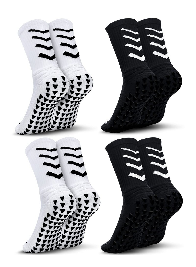 Zikra 4 Pairs Grip Socks Soccer, Anti Slip Non-Slip Socks Mens Grip Pads Socks for Football Soccer Basketball Yoga Sports - Image 1