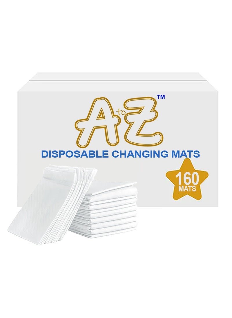 A TO Z A to Z - Disposable Changing Mat size (45cm x 60cm) Large- Premium Quality for Baby Soft Ultra Absorbent Waterproof - Pack of 160 - White  - Image 1