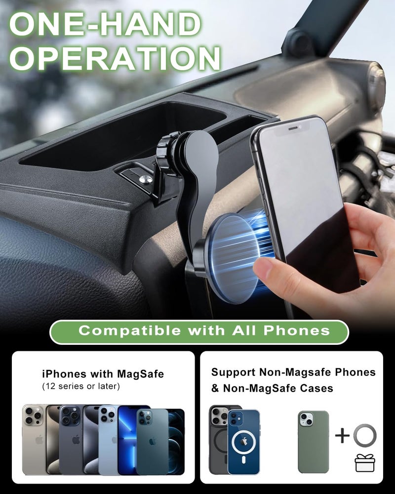 ZKJAYOE Magnetic Phone Mount for Jeep 2011-2017 Wrangler JK JKU - Dashboard Phone Holder with Magsafe for Jeep Wrangler Accessories (Not for JL JLU JT) - Image 3
