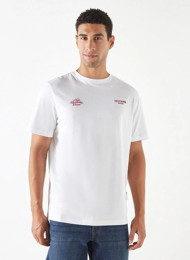 Lee Cooper Printed Crew Neck T-shirt with Short Sleeves