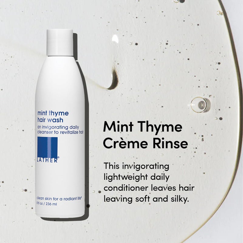 LATHER - Mint Thyme CrÃ¨me Rinse, 8 fl oz - Hair Conditioner - Lightweight Detangler - All Hair Types - Avocado Oil, Vitamins & Protein - Sensitive Skin Safe - Vegan & Cruelty Free - Beauty & Hair Care - Image 2