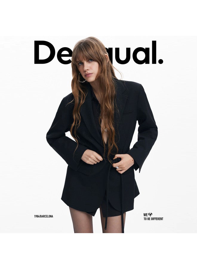 DESIGUAL women's Embroidered Floral Belted Blazer - Spring/summer 2025 New Arrival - Image 2