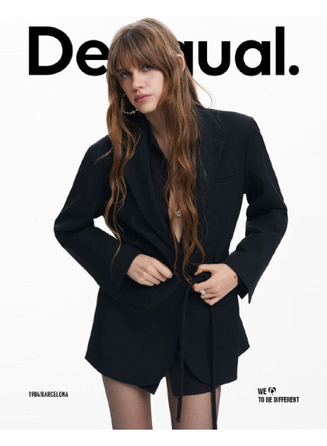 DESIGUAL women's Embroidered Floral Belted Blazer - Spring/summer 2025 New Arrival - Image 1