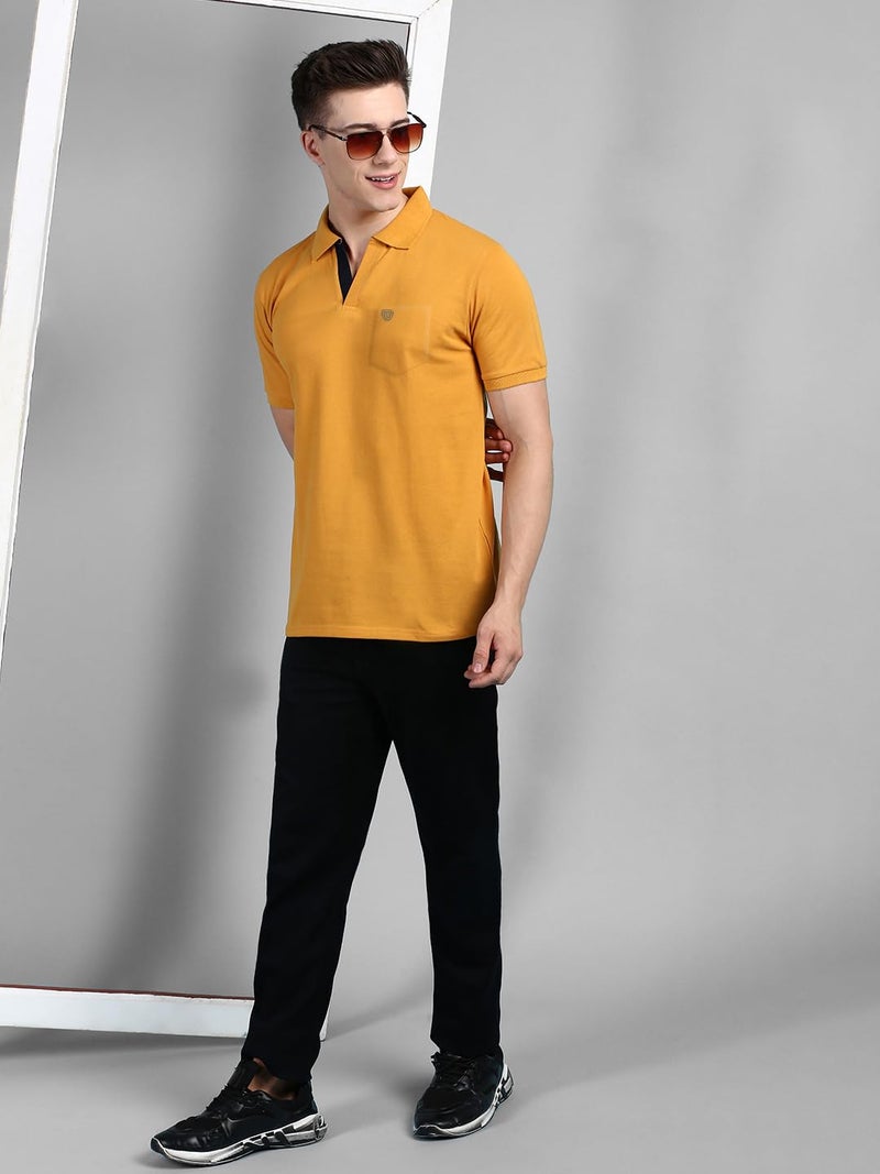 Lux Cozi Men's Regular Fit Polo Neck Half Sleeve Solid Casual T-Shirt with Chest Pocket for Casual Wear_COZI_2122_BLK_MST_2XL_2PC - Image 4