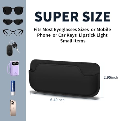 Tmengdao Sunglass Holder for Car, Multi-Functional Stick-On Glasses Storage Box, Seat Gap Organizer with Small Item Storage, Universal Fit for All Vehicles (Black Leather) - Image 3