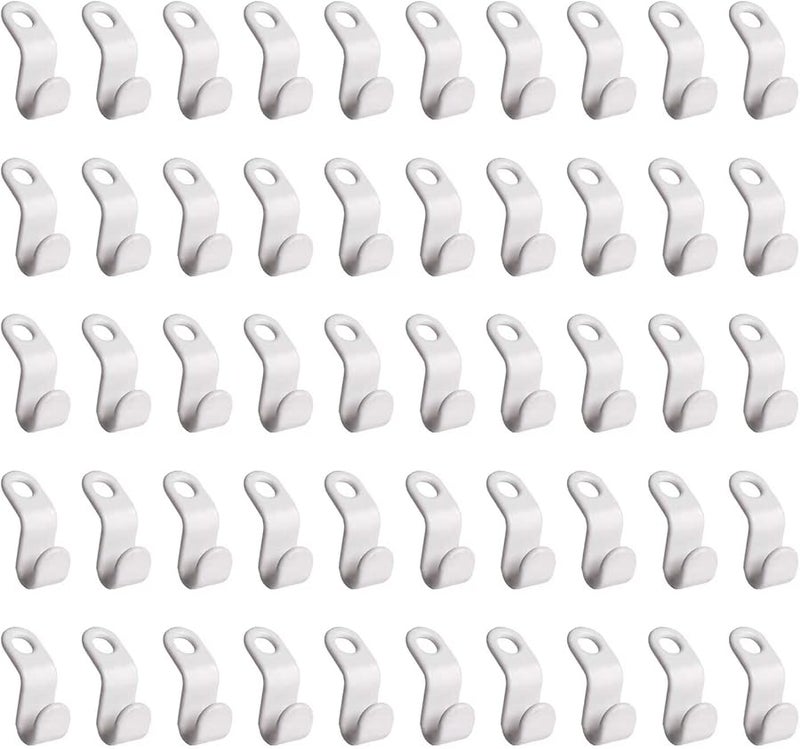 الخطافات البيضاء الممتدة للمعلقات 50 قطعة منظف خزانة موفر للمساحة للمنزل والحائط - Image 2