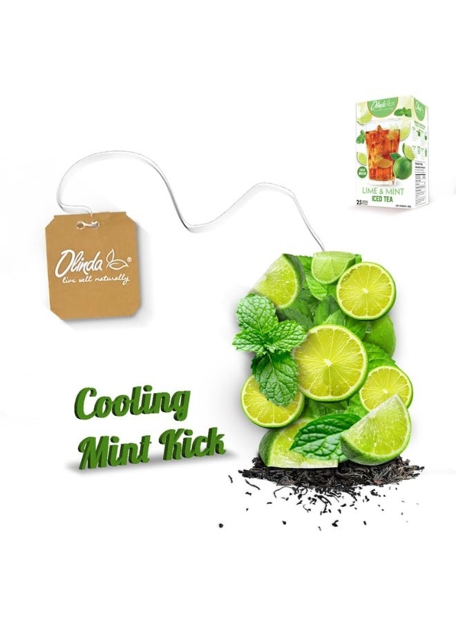 Olinda Organic Lime & Mint Mojito Black Tea 25 Individually Wrapped Tea Bags Sugar Free Refreshing Black Tea Blend For Digestion Hot Or Iced Brew Christmas Holiday Gift For Women & Tea Lovers 50 G - Image 5