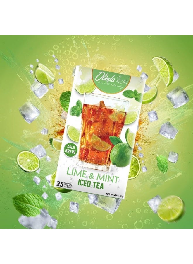 Olinda Organic Lime & Mint Mojito Black Tea 25 Individually Wrapped Tea Bags Sugar Free Refreshing Black Tea Blend For Digestion Hot Or Iced Brew Christmas Holiday Gift For Women & Tea Lovers 50 G - Image 4
