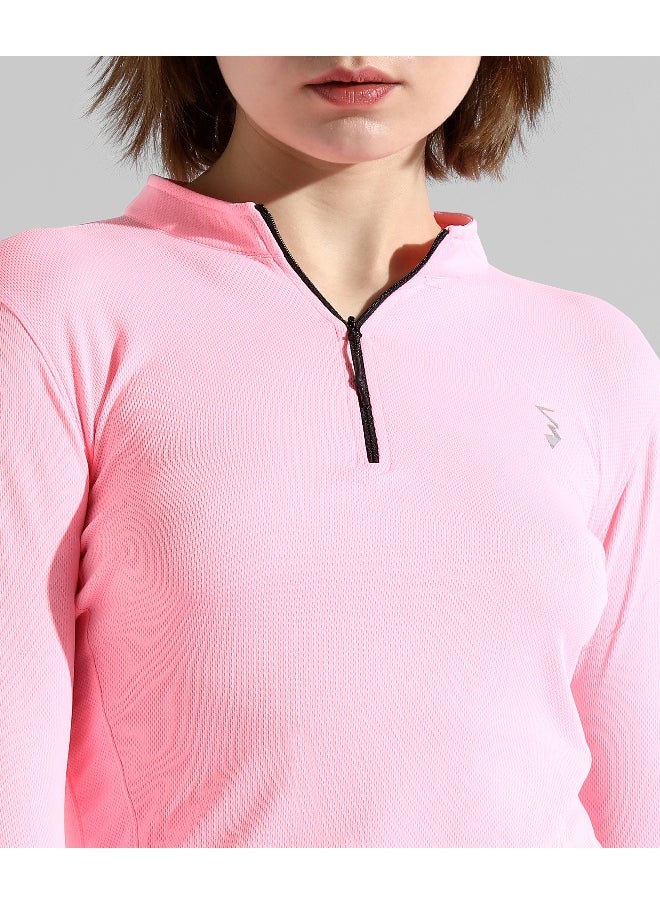 Campus Sutra Women's Solid Pink Regular Fit Activewear T-Shirt  - Image 5