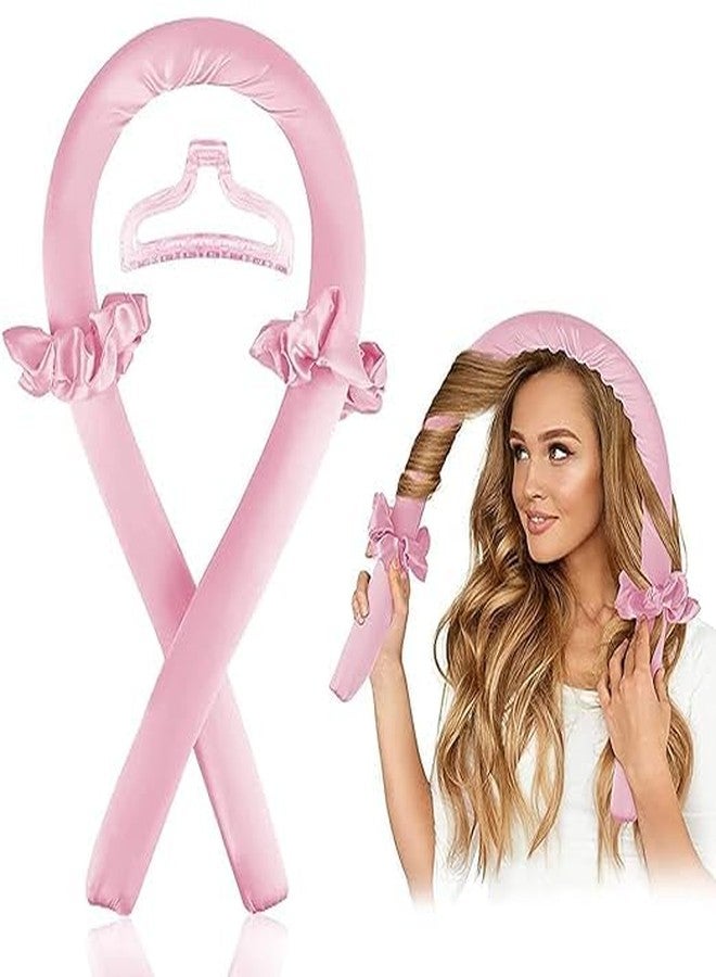 Veemok Heatless Hair Curler for Women - Satin Curling Rod Headband with Accessories | No-Heat Silk Ribbon & Soft Foam Rollers | Overnight Heatless Curlers for Long Hair, Natural Waves & Frizz-Free Curls (Pink) - Image 1
