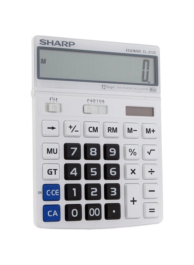 Sharp El-8128-Wh Large Screen Large Digit Large Key Business Office Calculator (Pearl White) - Image 1