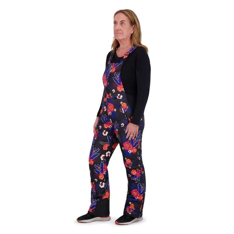 Arctic Quest Womens Ski Snow Bibs Pants Insulated Water Resistant Overalls Snowboarding Winter Waterproof Pants Women, Black Floral, X-Small - Image 2