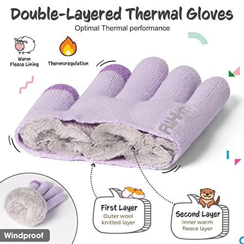 Rahhint Kids Winter Gloves for Boys Girls Children Toddler Thermal Wool Knit Gloves with Insulated Fleece Lining Keep Hand Warm Gift - Image 3
