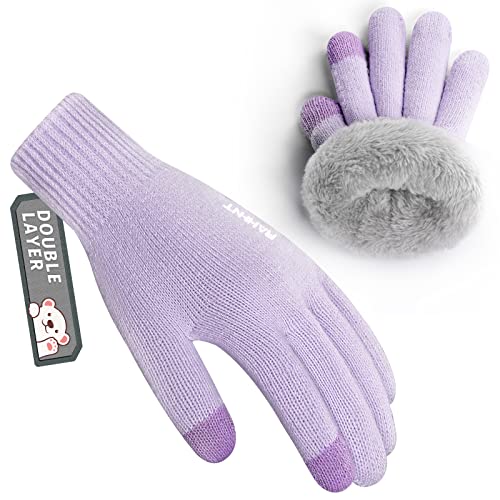 Rahhint Kids Winter Gloves for Boys Girls Children Toddler Thermal Wool Knit Gloves with Insulated Fleece Lining Keep Hand Warm Gift - Image 1