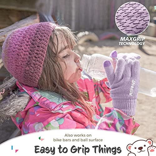 Rahhint Kids Winter Gloves for Boys Girls Children Toddler Thermal Wool Knit Gloves with Insulated Fleece Lining Keep Hand Warm Gift - Image 4