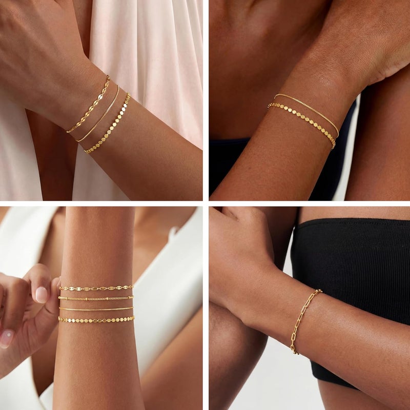 MBW Gold Bracelets for Women - Trendy 14K Gold Plated Bracelet Stack Set - Image 3