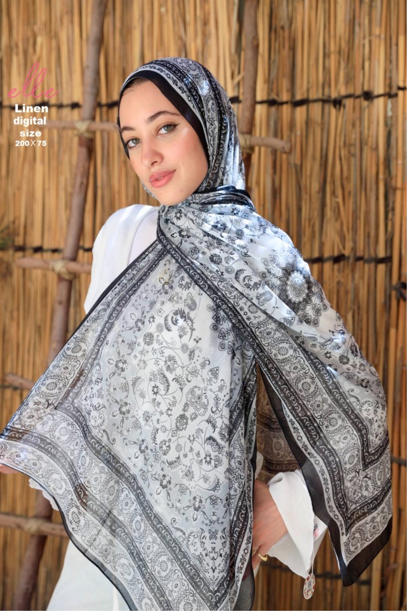 Luxury Linen Islamic Hijab Scarf for Women– Elegant Design for Daily Wear & Special Occasions – Size 200 × 75 cm