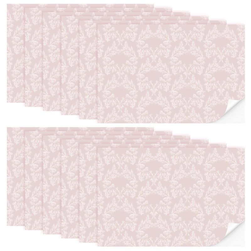 Flutesan 12 Pcs Miniature Dollhouse Wallpaper and Flooring Peel and Stick Mini DIY Self Adhesive Dollhouse Accessories 8.27 x 11.69 Inch (Vintage Pink) - Image 1