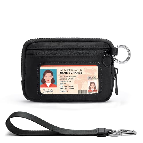YDF The Iris Wallet for Women Mini Zip Card Case with Clear ID Window Zipper Coin Purse Lightweight Portable Keychain Wallet - Image 1