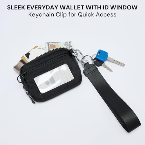 YDF The Iris Wallet for Women Mini Zip Card Case with Clear ID Window Zipper Coin Purse Lightweight Portable Keychain Wallet - Image 4