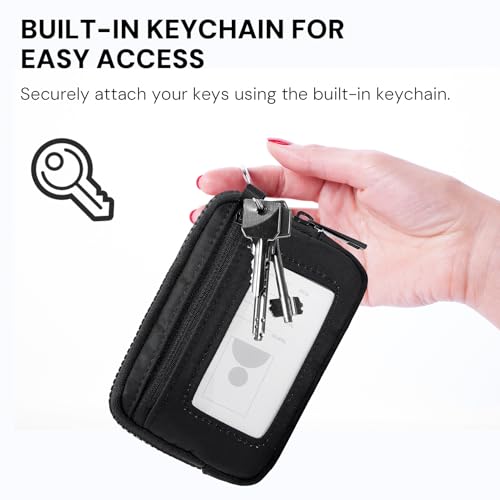 YDF The Iris Wallet for Women Mini Zip Card Case with Clear ID Window Zipper Coin Purse Lightweight Portable Keychain Wallet - Image 5
