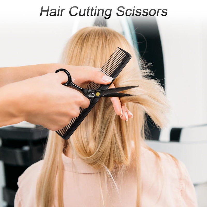 CIICII Hair Cutting Scissors Shears Kit, Professional Barber Haircut Scissors Set (6.7 Inch Hair Beard Hairdressing Trimming Haircutting Thinning Shears) for Men Women Hairdresser Home Salon (Black) - Image 4