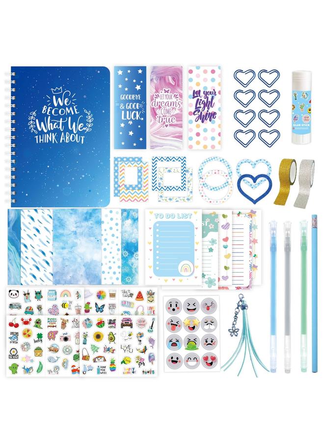 Bluejw DIY JOURNAL SET Blue Hand Account Diary Gift Box Scrapbook Sticker Children's Stationery Suit - Image 2