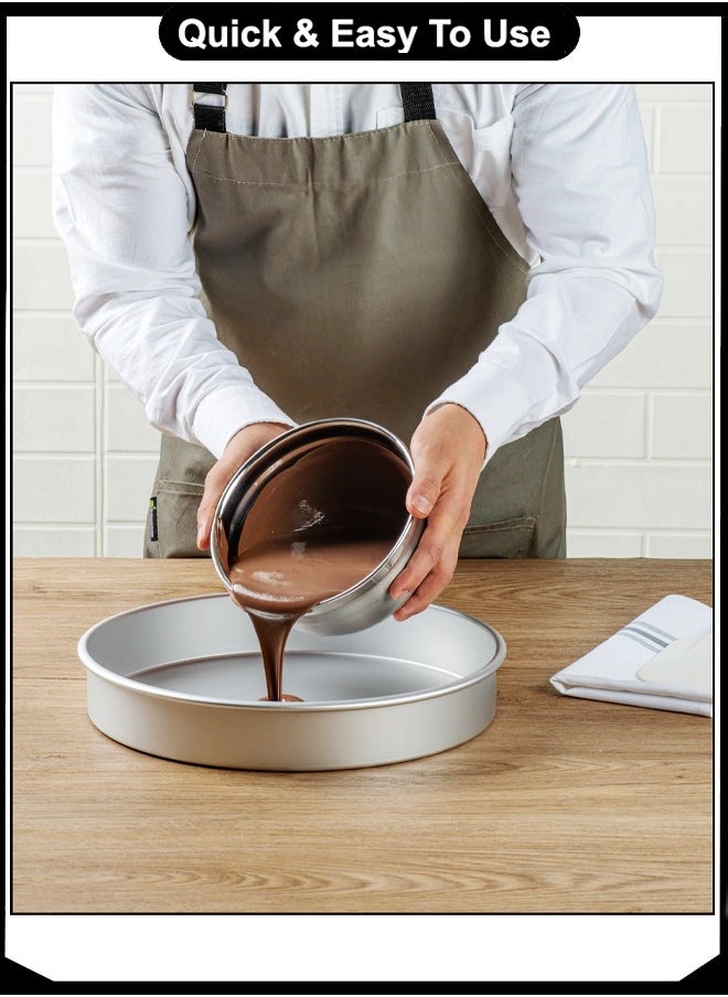 Majestic Round Baking Trays and Pans 3-Piece Set – Premium Aluminium Deep Baking  Pans (26, 30, 32 cm) – Ideal for Cakes, Pies, Lasagna, Roasting & Serving – Oven, Freezer & Dishwasher Safe  - Image 3