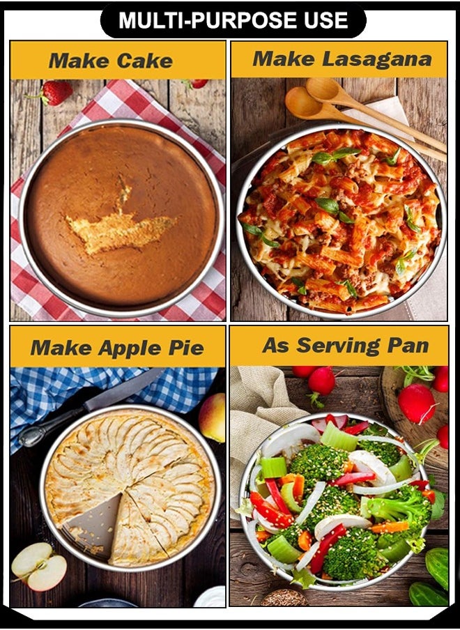 Majestic Round Baking Trays and Pans 3-Piece Set – Premium Aluminium Deep Baking  Pans (26, 30, 32 cm) – Ideal for Cakes, Pies, Lasagna, Roasting & Serving – Oven, Freezer & Dishwasher Safe  - Image 4