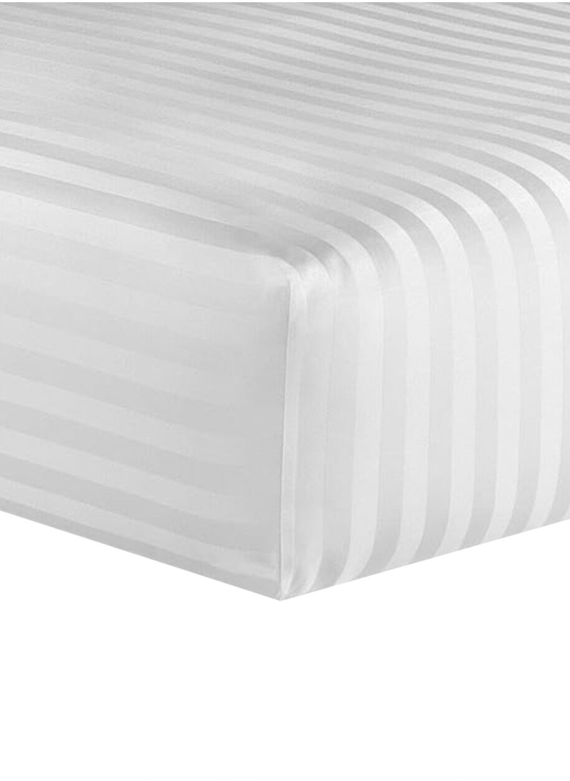 Amali  Pure Cotton Strip Sateen Bedding Set 6 Pcs Including Duvet Cover, Fitted Sheet, and 4 Pillow Covers – Best for King Size Beds for Home and Hotels  - Image 3