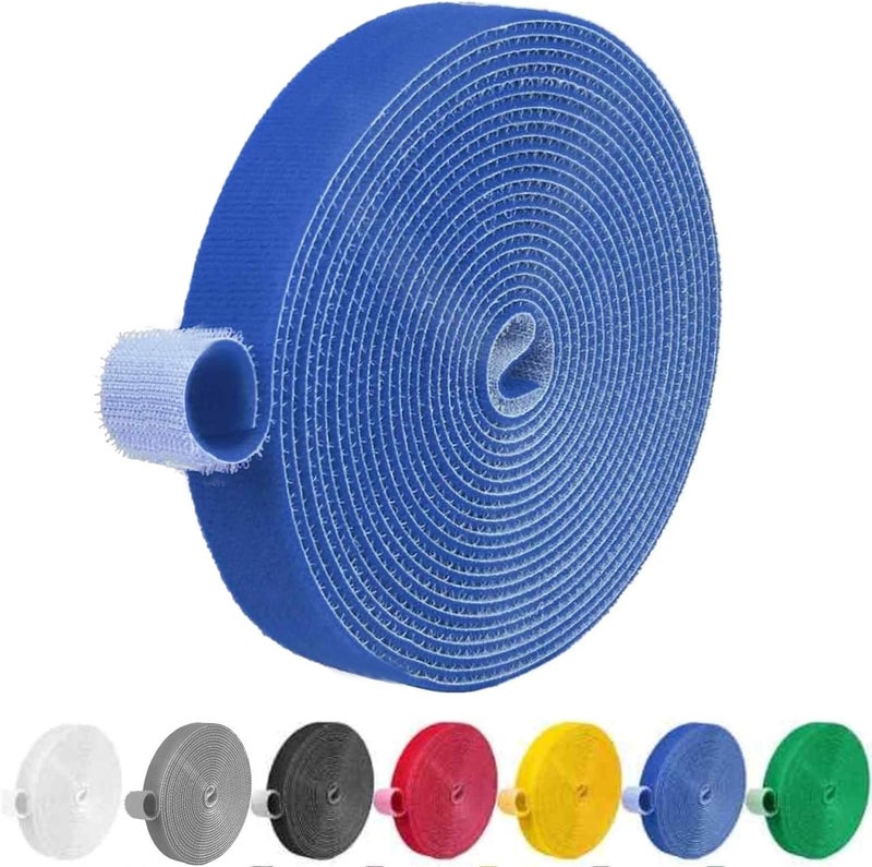 IFNOW Hook and Loop Tape 32FT Reusable Fastening Tape Cable Ties Double-Sided Hook-and-Loop Cable Management Tie (Blue, 0.8IN) - Image 1