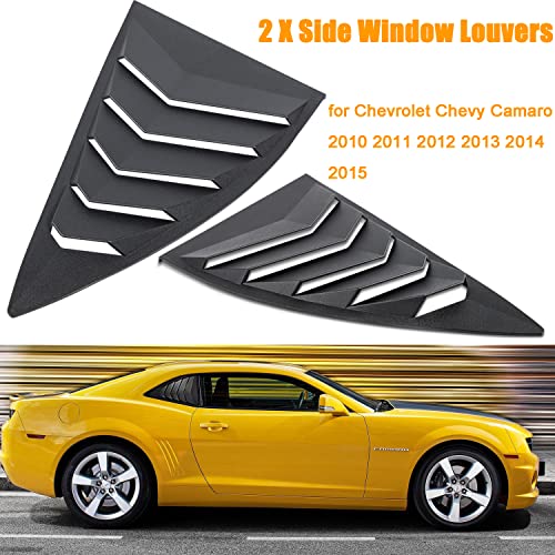 Camoo Side Window Louvers Matte Black Compatible with Chevrolet Chevy Camaro 2010 2011 2012 2013 2014 2015 Left Right 2PCS Windshield Sun Shade Cover Lambo Style - Image 2