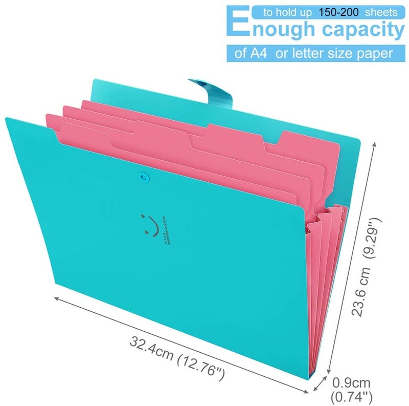 4 Packs Expanding File Folder with 32 Labels,5 Pockets A4 Letter Size Accordion Folder Paper Organizer for School and Office - Image 4
