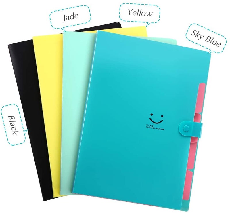 4 Packs Expanding File Folder with 32 Labels,5 Pockets A4 Letter Size Accordion Folder Paper Organizer for School and Office - Image 3