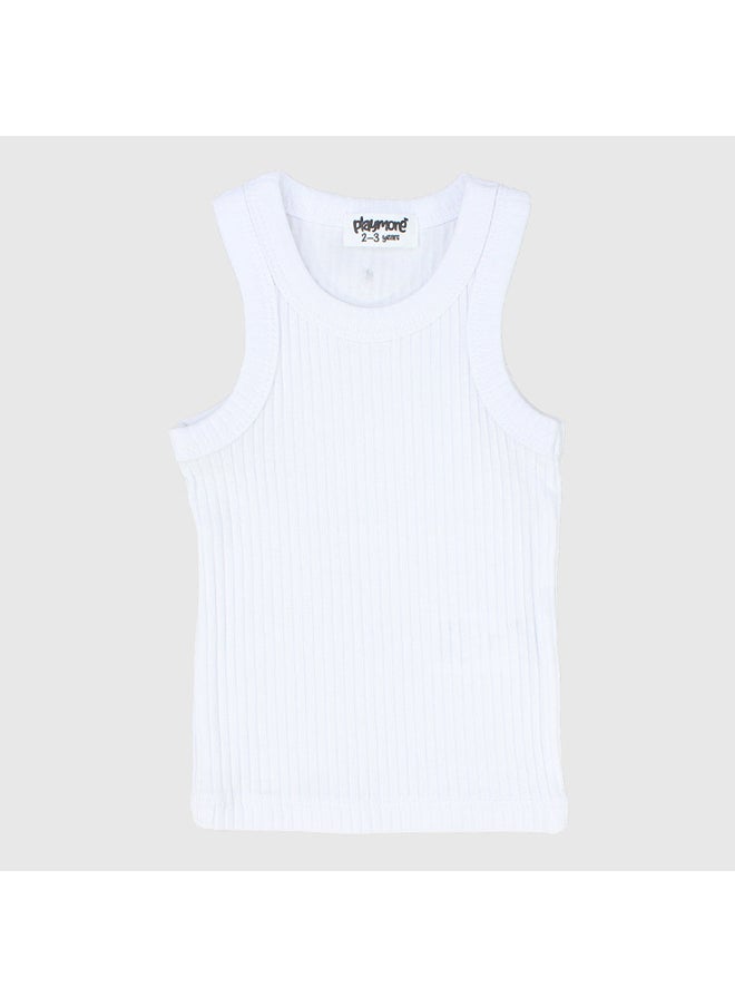 playmore - White Ribbed Tank Top - Image 1