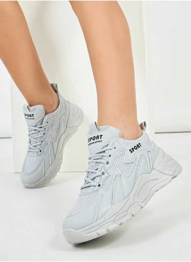 Styli Textured Lace-Up Chunky Retro Sneakers