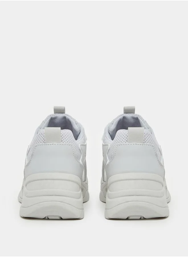 Styli Textured Lace-Up Chunky Retro Sneakers