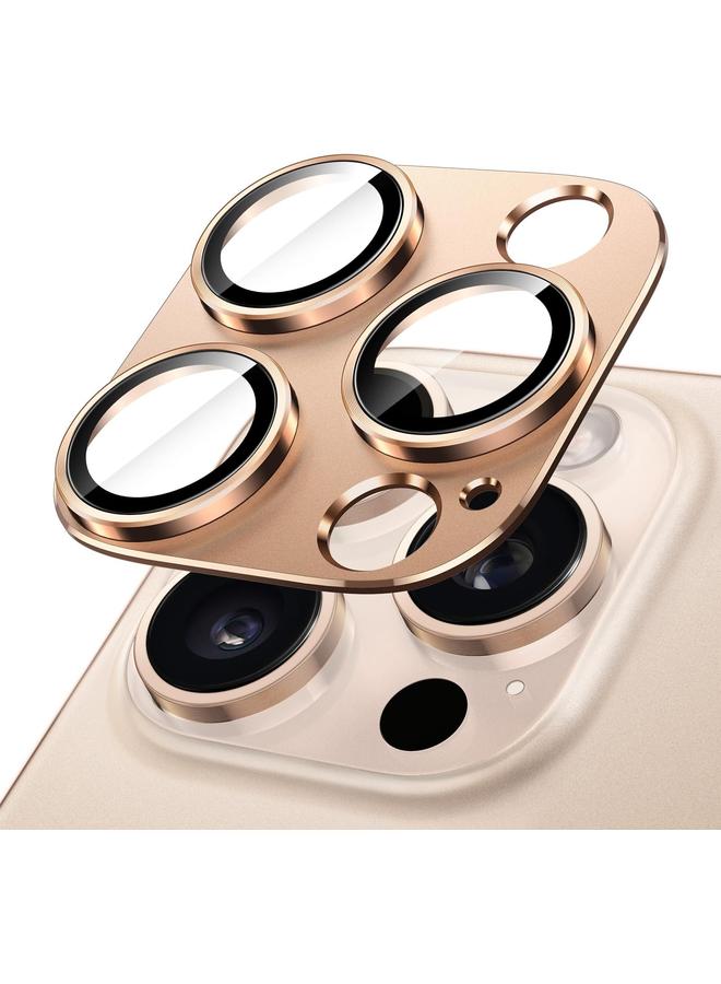 جي تيك واقي عدسة الكاميرا لهاتف آيفون 16 برو 6.3 بوصة وآيفون 16 برو ماكس 6.9 بوصة تغطية كاملة 9H غطاء حلقي من الزجاج المقوى بطبقة معدنية غير لامعة، عبوة واحدة من التيتانيوم الصحراوي - Image 1