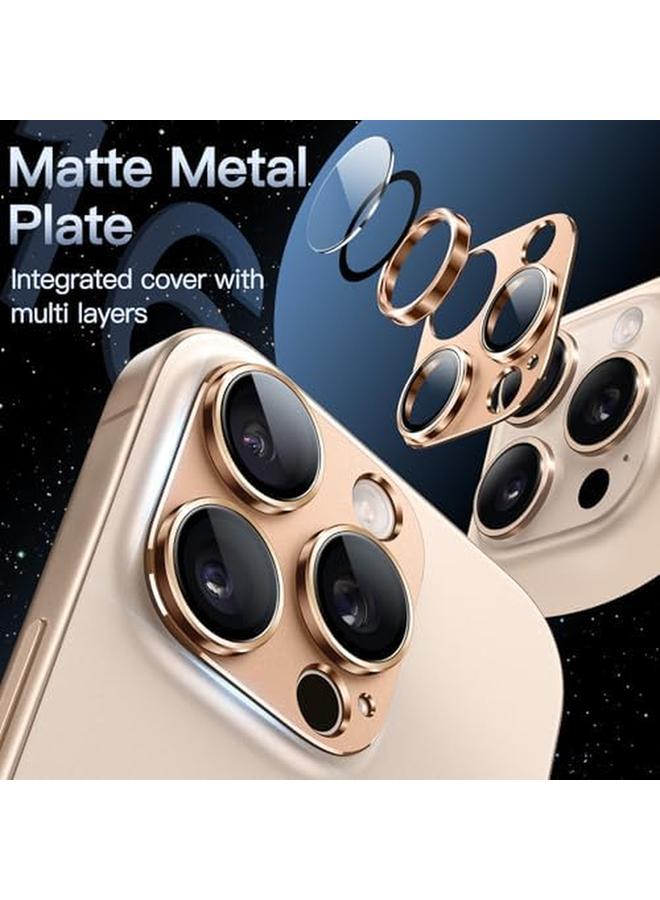 جي تيك واقي عدسة الكاميرا لهاتف آيفون 16 برو 6.3 بوصة وآيفون 16 برو ماكس 6.9 بوصة تغطية كاملة 9H غطاء حلقي من الزجاج المقوى بطبقة معدنية غير لامعة، عبوة واحدة من التيتانيوم الصحراوي - Image 3