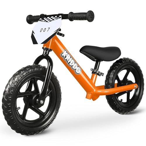 KRIDDO Toddler Balance Bike 2 Year Old Age 18 Months to 5 Years Old 12 Inch Push Bicycle with Customize Plate 3 Sets of Stickers Included Gift Bike for 23 Boys Girls Orange - Image 1