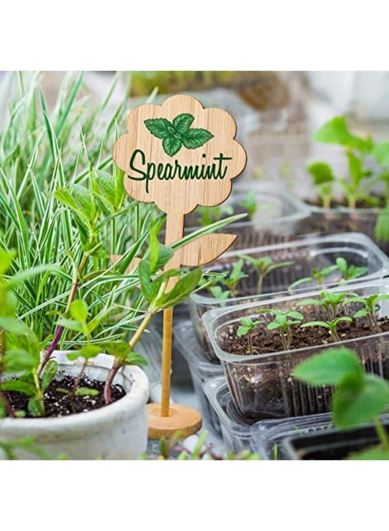 SYOSI 60Pcs Flower-Shaped Bamboo Plant Labels with Marker Pen - Eco-Friendly Wooden Garden Markers for Herbs, Vegetables, Potted Plants & DIY Gardening Projects (5x10cm) - Image 4